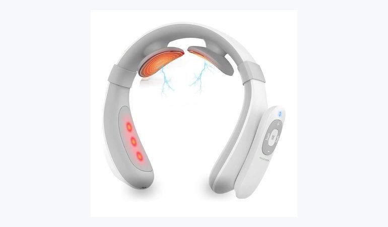 HOUZAIDE U-shaped neck massager with heated contact pads and a side control module