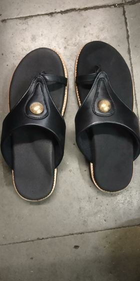 Pair of thong-style orthopaedic sandals with contoured footbed