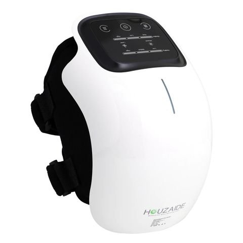 HOUZAIDE smart knee massager with a black touch panel listing vibration, laser, infrared and heating settings