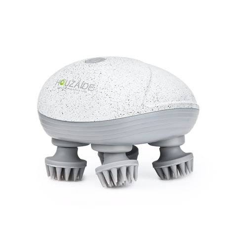 HOUZAIDE scalp and head massager with four grey silicone claw heads and a single power button