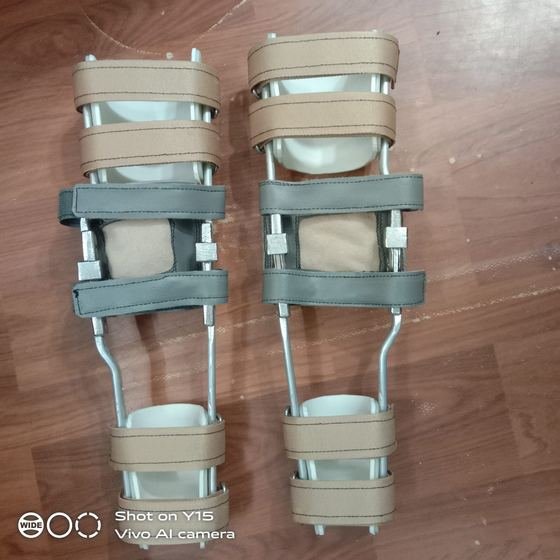 KAFO pair showing thigh and calf cuff construction