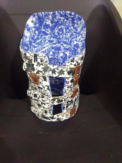 Custom spinal brace with patterned finish, front view